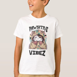 Camiseta Gato lindo con capucha: 'diseño VIBEZ PAWSITIVE
