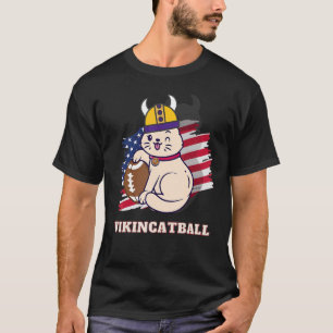 Camiseta Gato lindo con casco de Vikings, con un f