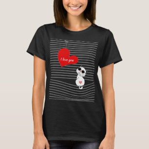 Camiseta Gato lindo con corazón y gafas de sol - te amo