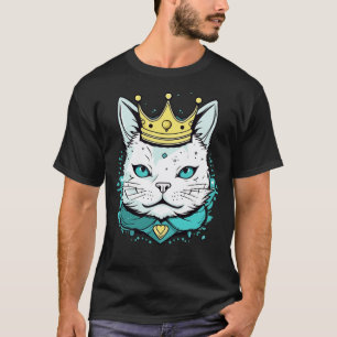 Camiseta Gato lindo con corona estilo vectorial 2