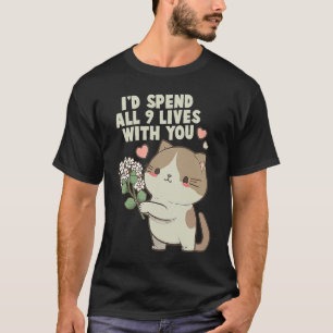 Camiseta Gato lindo con el que pasaría las 9 vidas Contigo
