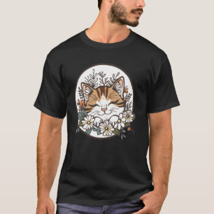 Camiseta Gato Lindo Con Flores I Gato
