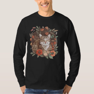 Camiseta Gato lindo con flores que gato