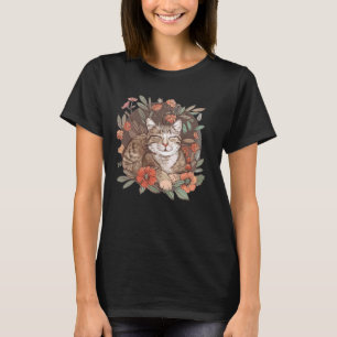 Camiseta Gato lindo con flores que gato