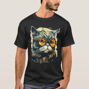 Camiseta Gato lindo con gafas anamórficas único para la fam