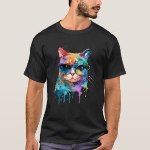 Camiseta Gato lindo con gafas de sol frescas para gatito Co