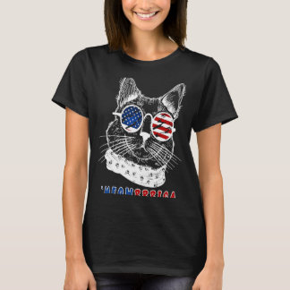 Camiseta Gato lindo con gafas de sol norteamericanas 2