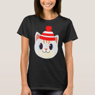 Camiseta Gato Lindo Con Gorro Beany De Lana Cálida Invierno