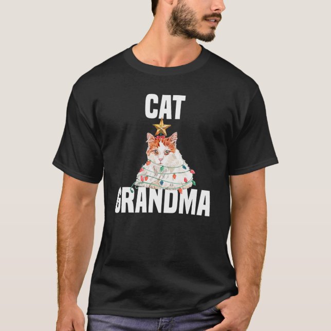 Camiseta Gato lindo con luces de hadas gatita abuela (Anverso)