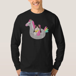 Camiseta Gato lindo con Margarita y Unicornio flotando suma