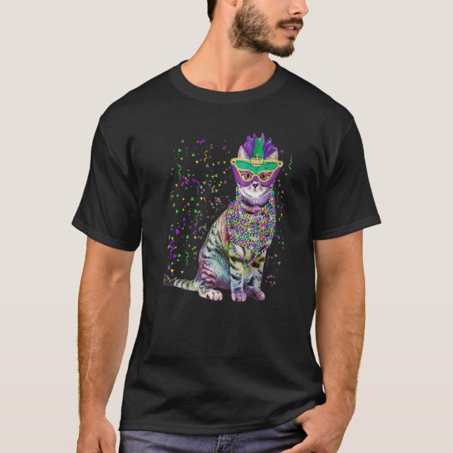 Camiseta Gato lindo con máscara de carnaval Amor al gato Ma (Anverso)