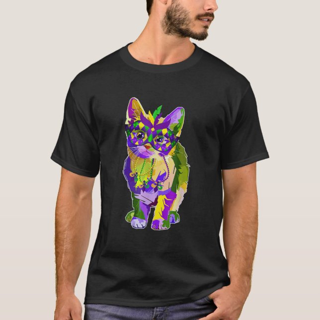 Camiseta Gato lindo con máscara de carnaval Amor al gato Ma (Anverso)