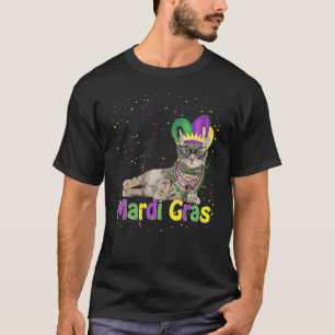 Camiseta Gato lindo con mascara de carnaval Mardi Gras Cat