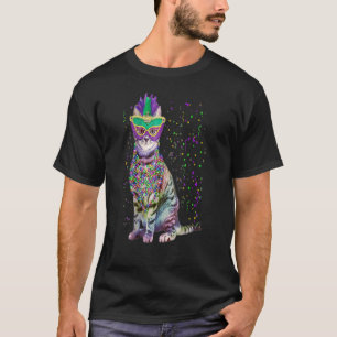 Camiseta Gato lindo con mascara de carnaval Máscara de Mard