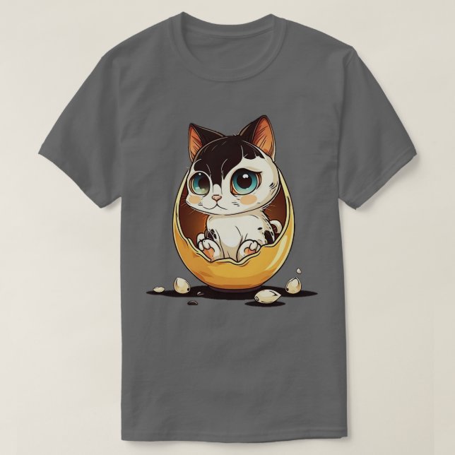 Camiseta Gato lindo con ojos grandes en el huevo (Diseño del anverso)