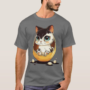 Camiseta Gato lindo con ojos grandes en el huevo