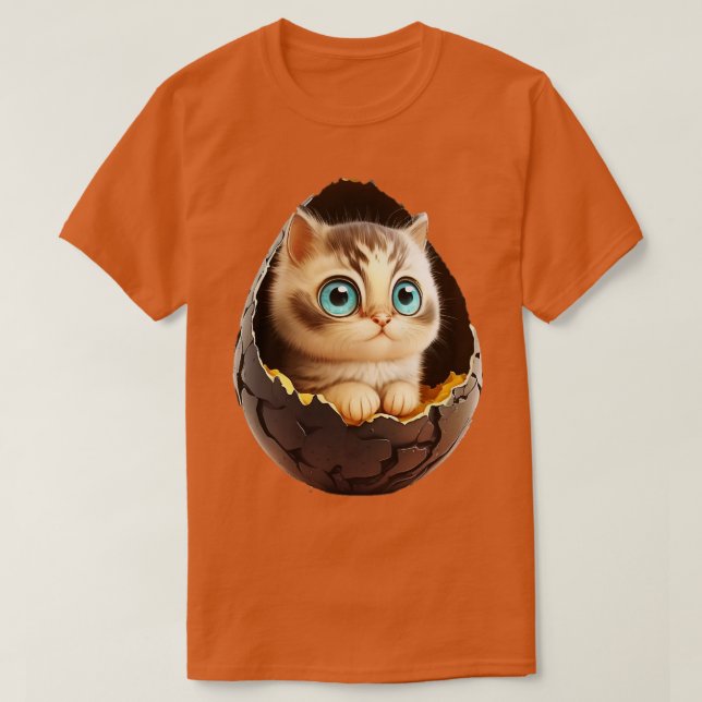 Camiseta Gato lindo con ojos grandes en el huevo 2 (Diseño del anverso)