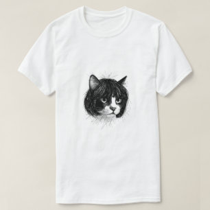 Camiseta Gato Lindo con Peluca (Estilo 10) Arte Fino
