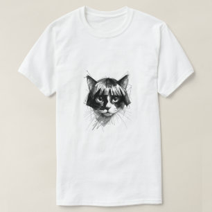 Camiseta Gato Lindo con Peluca (Estilo 4) Arte Fino