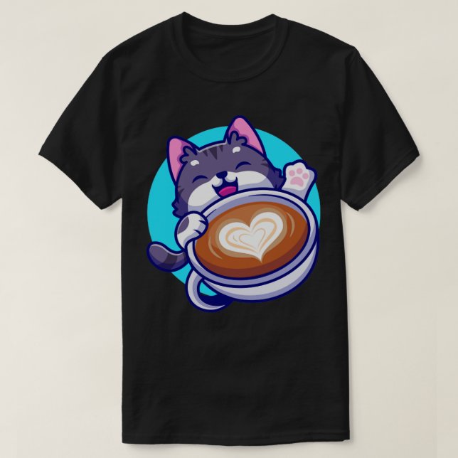 Camiseta Gato lindo con Personalizado de la Copa de Café1 (Diseño del anverso)