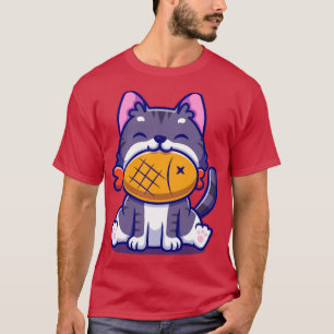 Camiseta Gato lindo con Personalizado de pescado 1