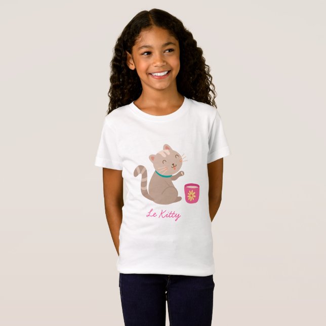 Camiseta Gato lindo con personalizado de té (Anverso completo)