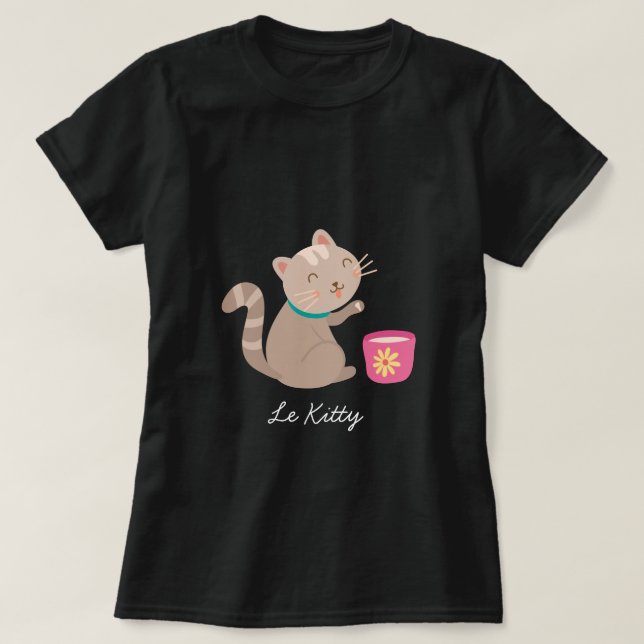 Camiseta Gato lindo con personalizado de té (Diseño del anverso)
