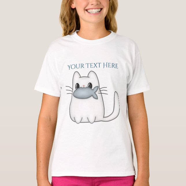 Camiseta Gato lindo con pescado de premio (Anverso)
