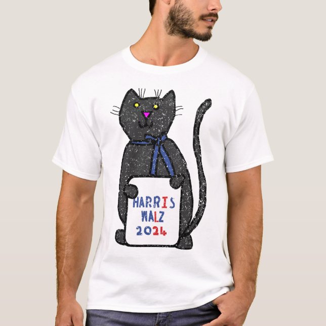 Camiseta Gato lindo con Rótulo Harris Walz 2024 (Anverso)