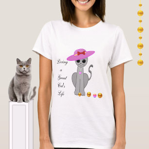 Camiseta Gato Lindo con Sombrero