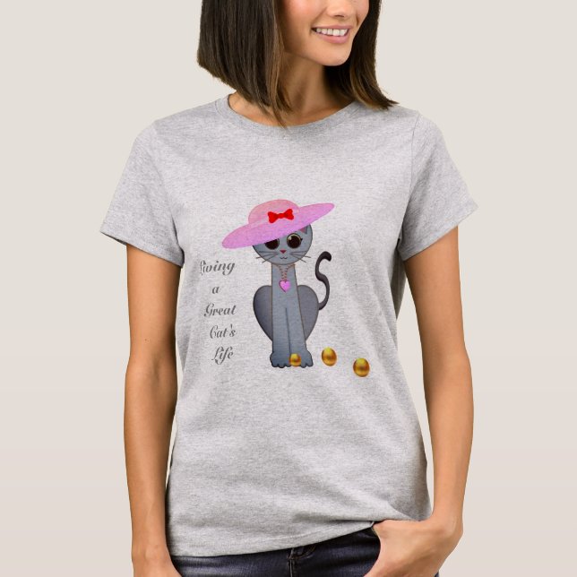 Camiseta Gato Lindo con Sombrero Rosa (Anverso)