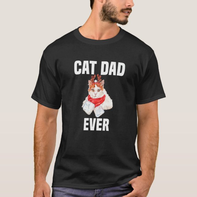 Camiseta Gato lindo con traje de reno mejor papá de gato de (Anverso)