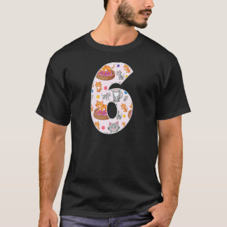 Camiseta Gato Lindo Cumpleaños 6  Gatos Dueño de Mascota  G