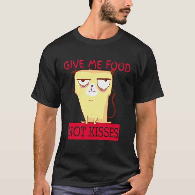 Camiseta Gato lindo dame comida no besos (Anverso)