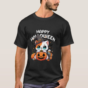 Camiseta Gato lindo de Halloween Mujeres Chicas Gatos Hallo