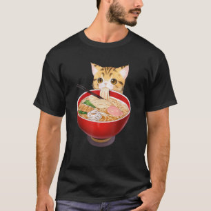 Camiseta Gato lindo de Ramen Kawaii Neko Anime Fideos japon