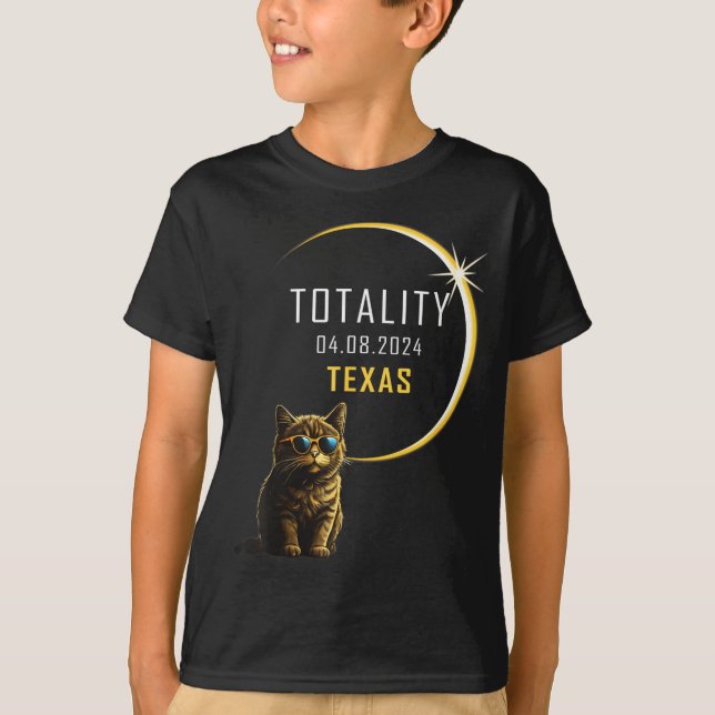Camiseta Gato lindo de Texas Eclipse Solar Total (Anverso)