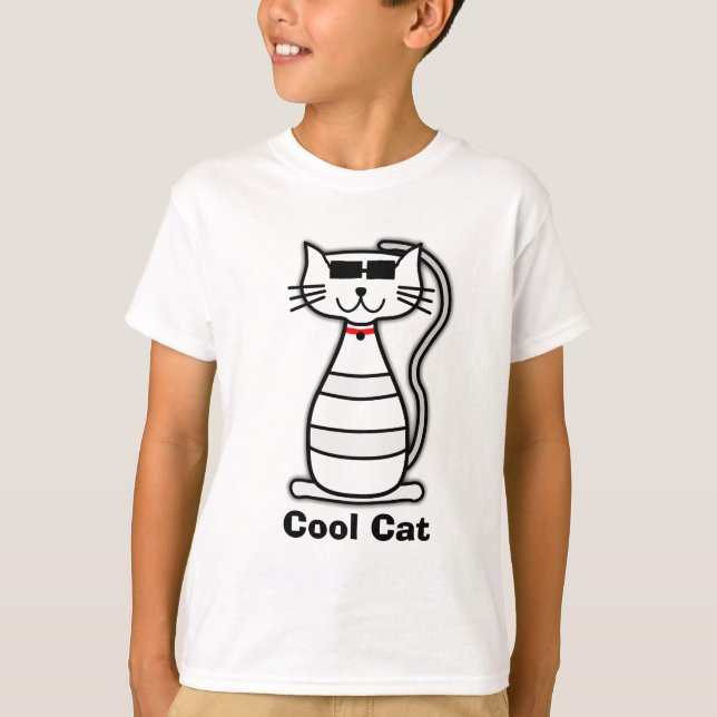 Camiseta Gato lindo del dibujo animado del gato fresco con (Anverso)