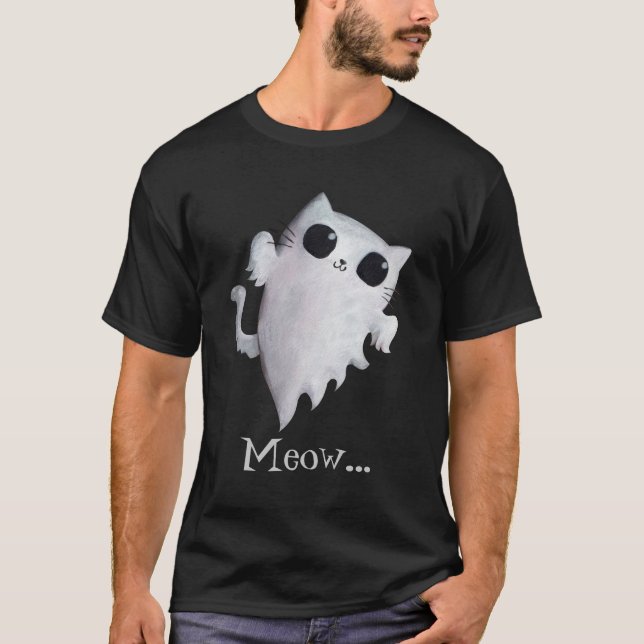 Camiseta Gato lindo del fantasma de Halloween (Anverso)