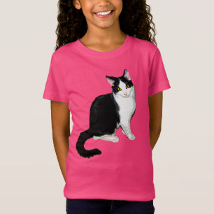 Camiseta Gato lindo del gatito, blanco y negro
