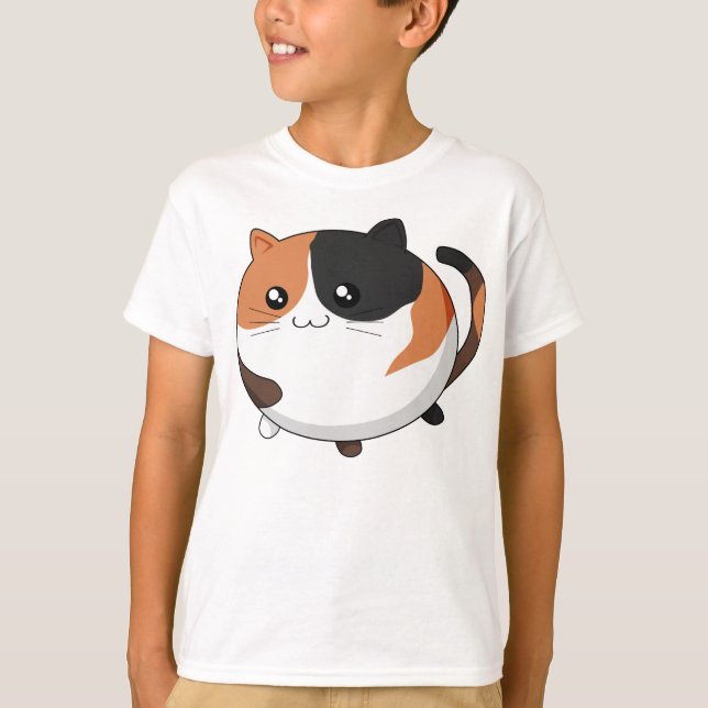 Camiseta Gato lindo del gatito del calicó de Kawaii (Anverso)