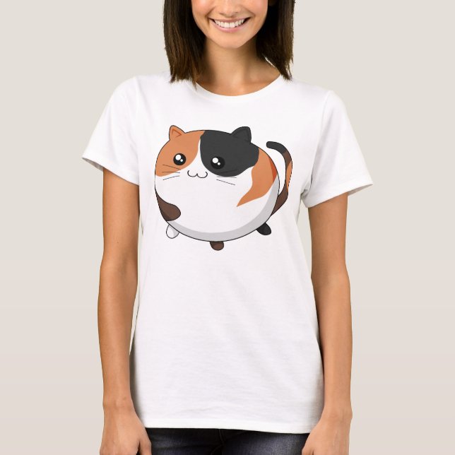 Camiseta Gato lindo del gatito del calicó de Kawaii (Anverso)