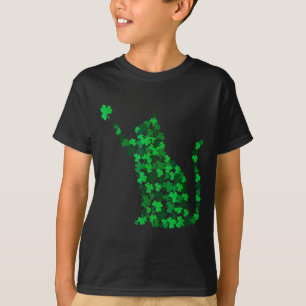 Camiseta Gato lindo día de San Patricio trébol gato afortun