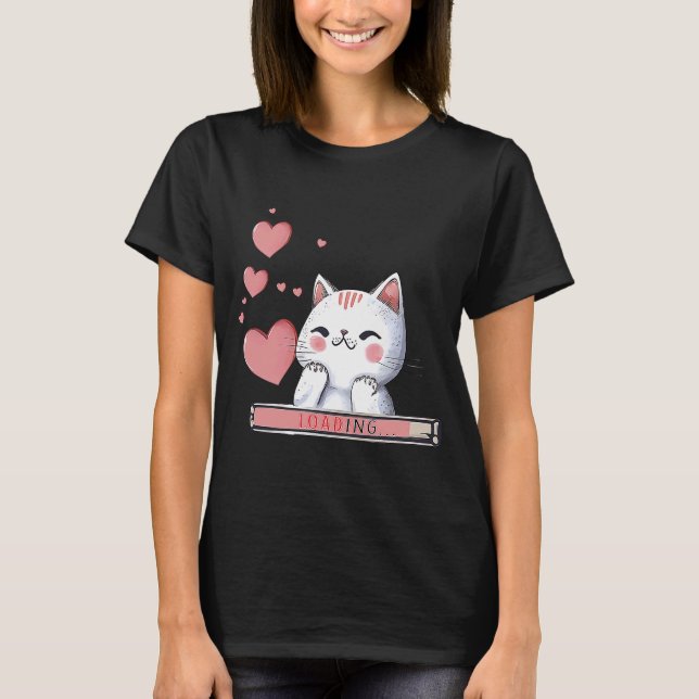 Camiseta Gato lindo Día de San Valentín gatito me encantan  (Anverso)