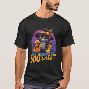 Camiseta Gato lindo divertido celebra hoja de boo calabaza 