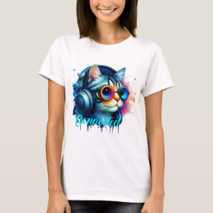 Camiseta gato lindo divertido personalizado genial mascotas