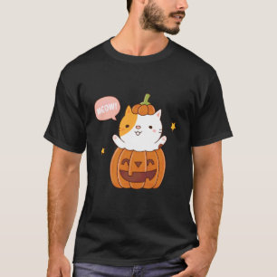 Camiseta Gato Lindo En Calabaza Tallada Halloween Divertido