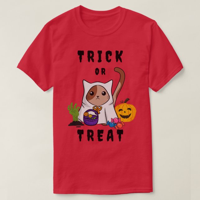 Camiseta Gato lindo en disfraz de Halloween (Diseño del anverso)