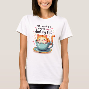 Camiseta Gato lindo en el arte acogedor de Kawaii en la tel