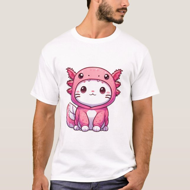 Camiseta Gato lindo en el disfraz Axolotl (Anverso)
